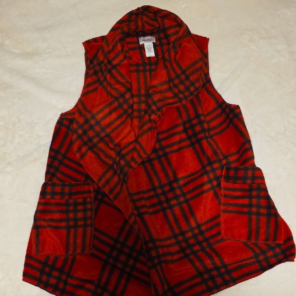 Moda Red and Black Plaid Vest